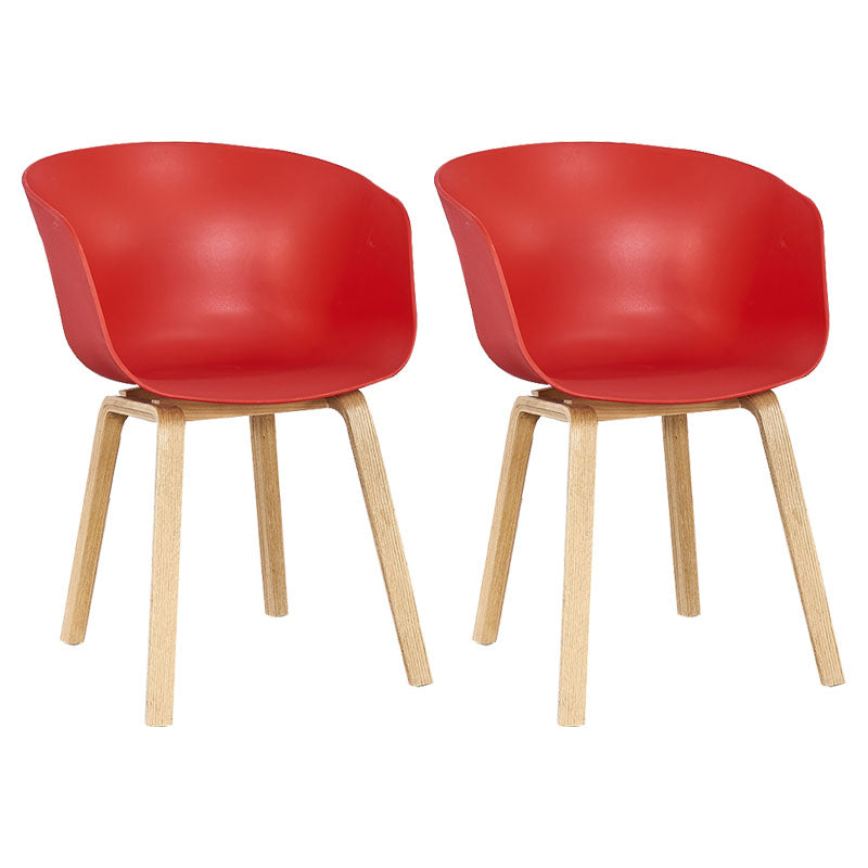 Modern Milk Tea Shop Solid Back Arm Chair Plastic Matte Finish Dining Chair Red Set of 2 Clearhalo ' kitchen&dining_furn' 'Dining Chairs' 'Dining Tables & Seating' 'dining_chair' 'Furniture' 'furniture_dining_chair' 'Kitchen & Dining Furniture' 'kitchen' 4641127