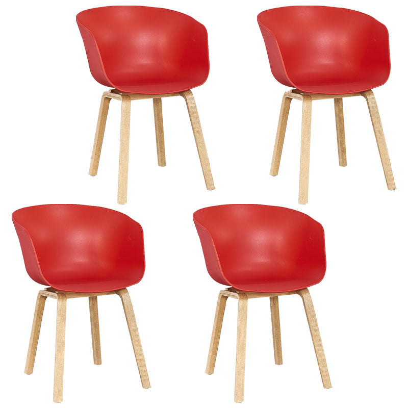 Modern Milk Tea Shop Solid Back Arm Chair Plastic Matte Finish Dining Chair Red Set of 4 Clearhalo ' kitchen&dining_furn' 'Dining Chairs' 'Dining Tables & Seating' 'dining_chair' 'Furniture' 'furniture_dining_chair' 'Kitchen & Dining Furniture' 'kitchen' 4641128