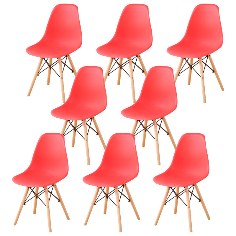 Wood Industrial Dining Kitchen Room Chair Solid Back Side Chair Red Set of 8 Clearhalo ' kitchen&dining_furn' 'Dining Chairs' 'Dining Tables & Seating' 'dining_chair' 'Furniture' 'furniture_dining_chair' 'Kitchen & Dining Furniture' 'kitchen' 4641139