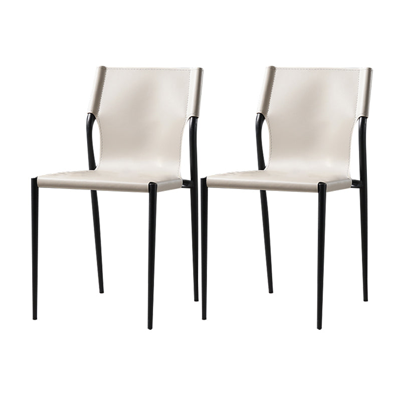 Modern Style Chair Dining Armless Chairs with Metal Legs for Kitchen Off-White 2 Piece Set Clearhalo ' kitchen&dining_furn' 'Dining Chairs' 'Dining Tables & Seating' 'dining_chair' 'furn' 'furn_dining_chair' 'Furniture' 'furniture_dining_chair' 'Kitchen & Dining Furniture' 'kitchen' 4641163