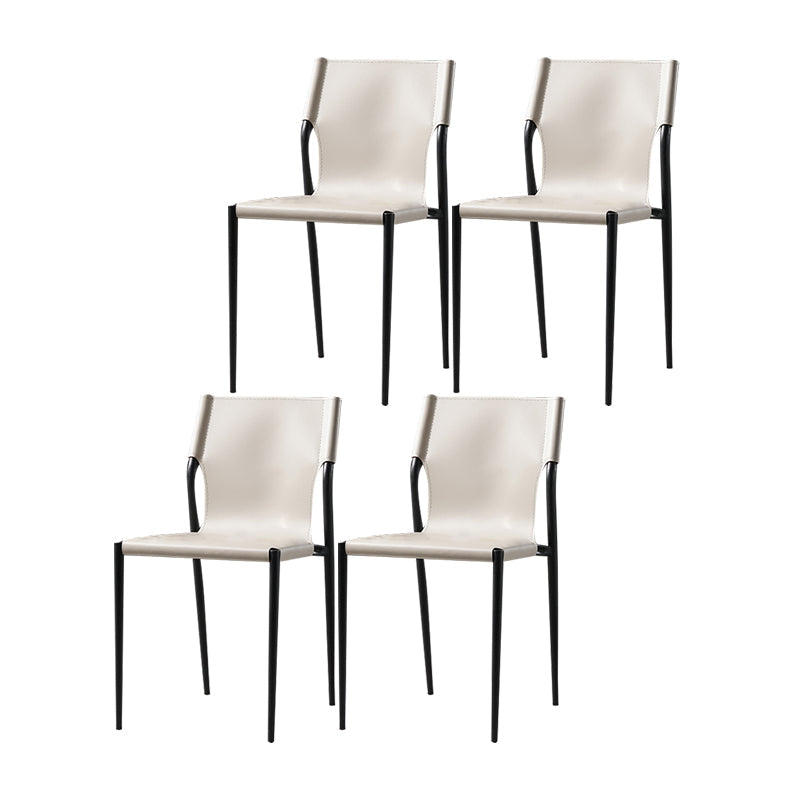 Modern Style Chair Dining Armless Chairs with Metal Legs for Kitchen Off-White 4 Piece Set Clearhalo ' kitchen&dining_furn' 'Dining Chairs' 'Dining Tables & Seating' 'dining_chair' 'furn' 'furn_dining_chair' 'Furniture' 'furniture_dining_chair' 'Kitchen & Dining Furniture' 'kitchen' 4641165
