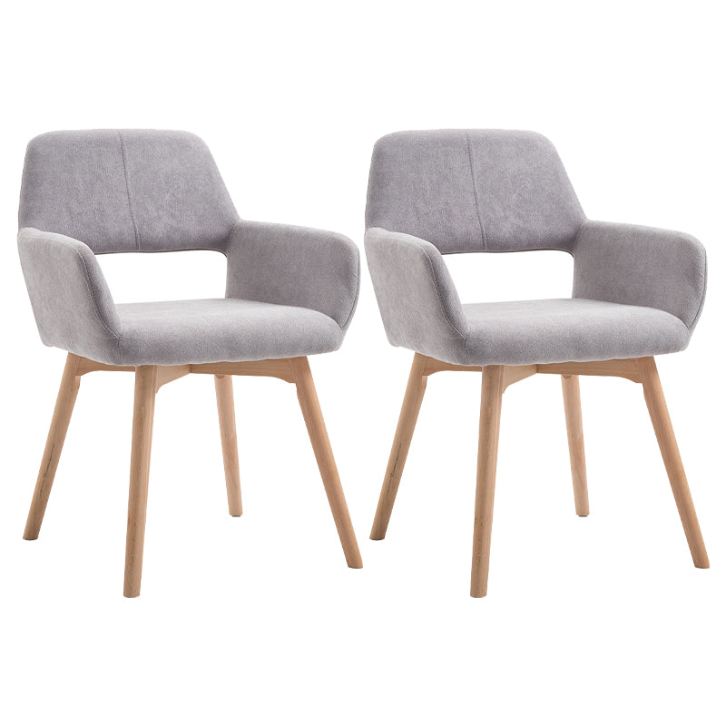 Wood Scandinavian Dining Kitchen Room Chair Open Back Arm Chair Light Gray 2 Piece Set Clearhalo ' kitchen&dining_furn' 'Dining Chairs' 'Dining Tables & Seating' 'dining_chair' 'furn' 'furn_dining_chair' 'Furniture' 'furniture_dining_chair' 'Kitchen & Dining Furniture' 'kitchen' 4641207