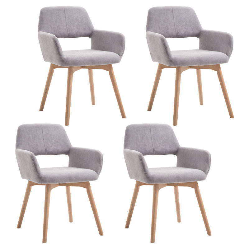 Wood Scandinavian Dining Kitchen Room Chair Open Back Arm Chair Light Gray 4 Piece Set Clearhalo ' kitchen&dining_furn' 'Dining Chairs' 'Dining Tables & Seating' 'dining_chair' 'furn' 'furn_dining_chair' 'Furniture' 'furniture_dining_chair' 'Kitchen & Dining Furniture' 'kitchen' 4641209