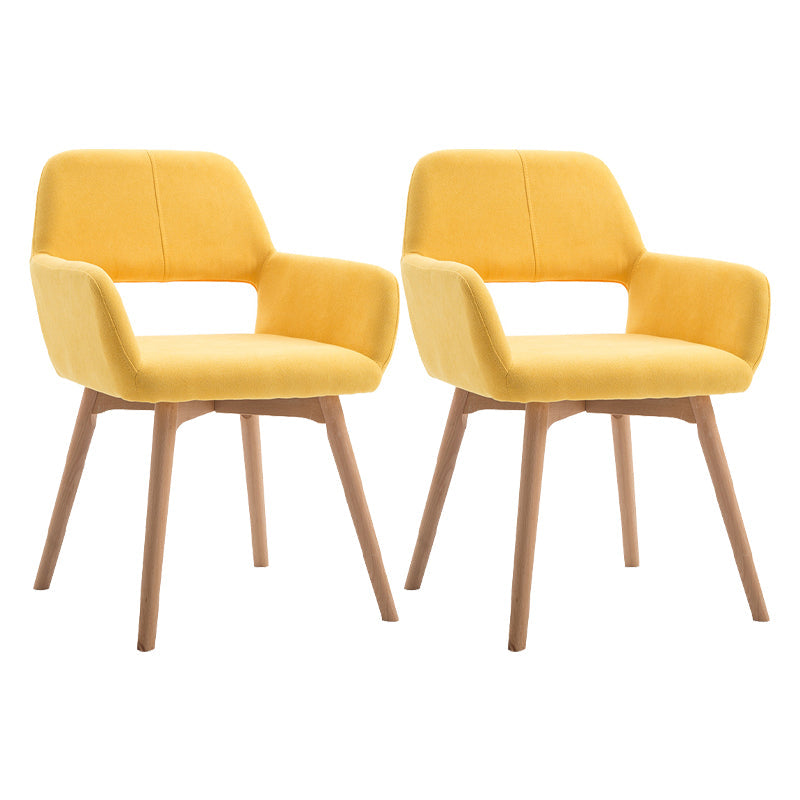 Wood Scandinavian Dining Kitchen Room Chair Open Back Arm Chair Yellow 2 Piece Set Clearhalo ' kitchen&dining_furn' 'Dining Chairs' 'Dining Tables & Seating' 'dining_chair' 'furn' 'furn_dining_chair' 'Furniture' 'furniture_dining_chair' 'Kitchen & Dining Furniture' 'kitchen' 4641213
