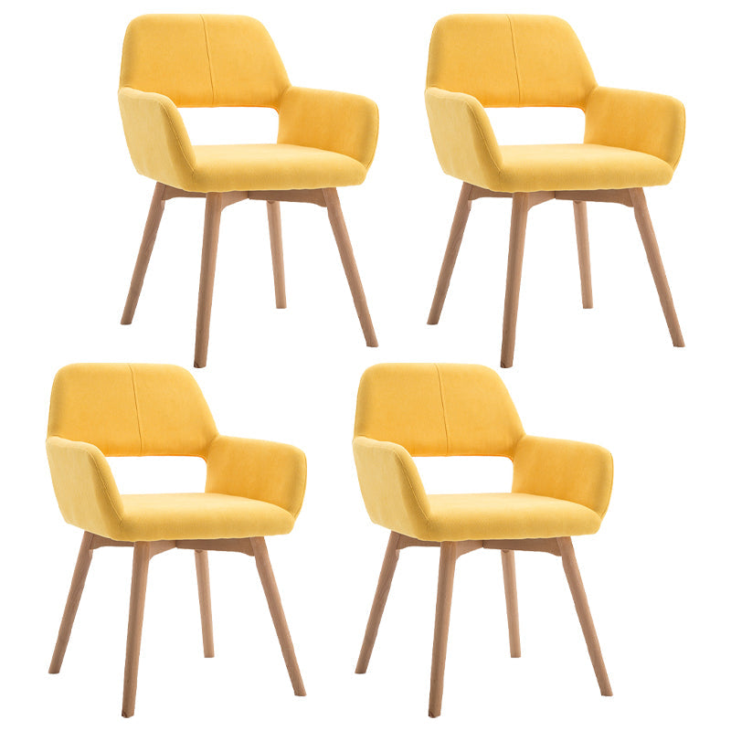 Wood Scandinavian Dining Kitchen Room Chair Open Back Arm Chair Yellow 4 Piece Set Clearhalo ' kitchen&dining_furn' 'Dining Chairs' 'Dining Tables & Seating' 'dining_chair' 'furn' 'furn_dining_chair' 'Furniture' 'furniture_dining_chair' 'Kitchen & Dining Furniture' 'kitchen' 4641214