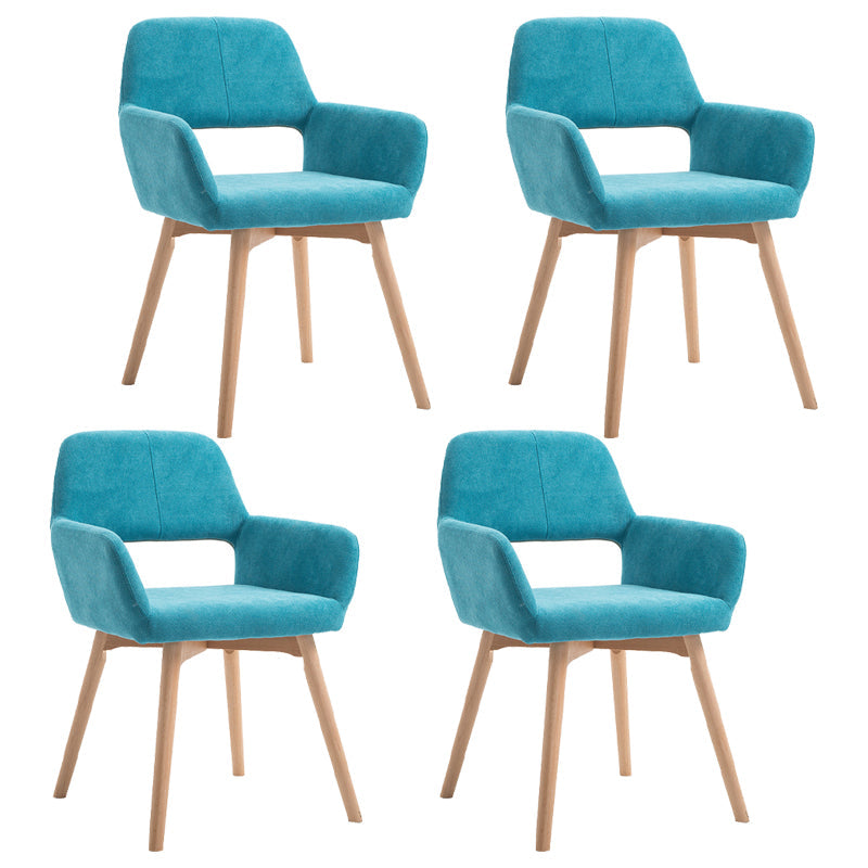 Wood Scandinavian Dining Kitchen Room Chair Open Back Arm Chair Peacock Blue 4 Piece Set Clearhalo ' kitchen&dining_furn' 'Dining Chairs' 'Dining Tables & Seating' 'dining_chair' 'furn' 'furn_dining_chair' 'Furniture' 'furniture_dining_chair' 'Kitchen & Dining Furniture' 'kitchen' 4641227