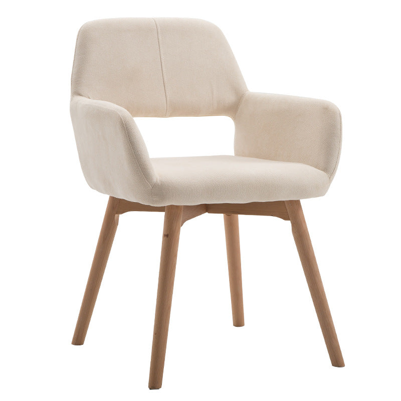 Wood Scandinavian Dining Kitchen Room Chair Open Back Arm Chair Off-White 1 Piece Clearhalo ' kitchen&dining_furn' 'Dining Chairs' 'Dining Tables & Seating' 'dining_chair' 'furn' 'furn_dining_chair' 'Furniture' 'furniture_dining_chair' 'Kitchen & Dining Furniture' 'kitchen' 4641233