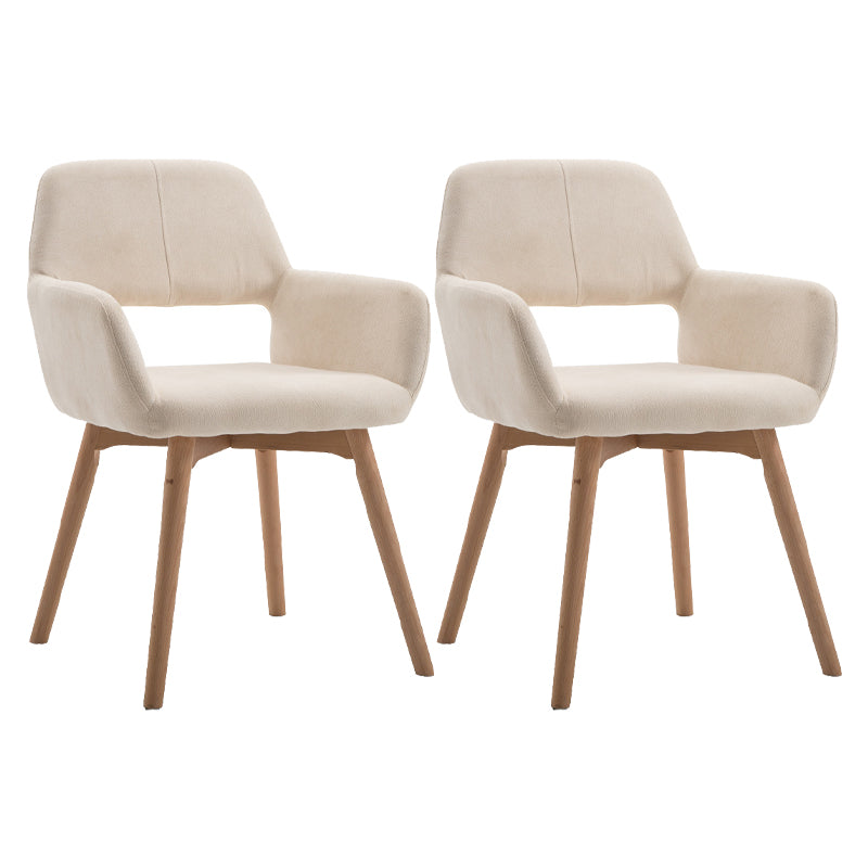 Wood Scandinavian Dining Kitchen Room Chair Open Back Arm Chair Off-White 2 Piece Set Clearhalo ' kitchen&dining_furn' 'Dining Chairs' 'Dining Tables & Seating' 'dining_chair' 'furn' 'furn_dining_chair' 'Furniture' 'furniture_dining_chair' 'Kitchen & Dining Furniture' 'kitchen' 4641234