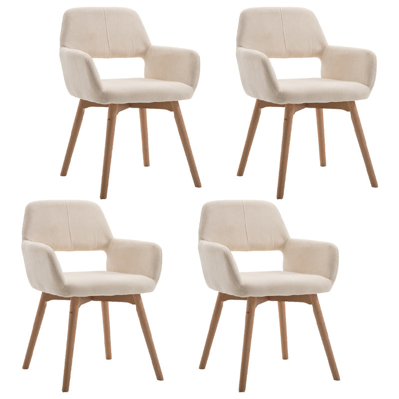 Wood Scandinavian Dining Kitchen Room Chair Open Back Arm Chair Off-White 4 Piece Set Clearhalo ' kitchen&dining_furn' 'Dining Chairs' 'Dining Tables & Seating' 'dining_chair' 'furn' 'furn_dining_chair' 'Furniture' 'furniture_dining_chair' 'Kitchen & Dining Furniture' 'kitchen' 4641235