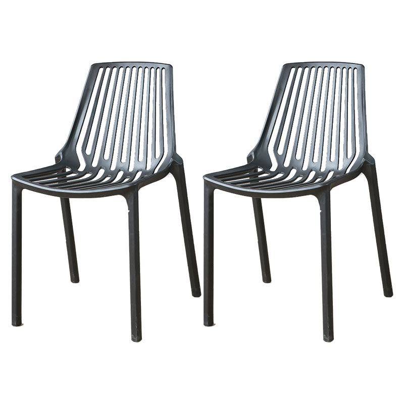 Modern Style Stackable Chair Dining Armless Chairs with Plastic Legs for Kitchen Black 2 Piece Set Clearhalo ' kitchen&dining_furn' 'Dining Chairs' 'Dining Tables & Seating' 'dining_chair' 'furn' 'furn_dining_chair' 'Furniture' 'furniture_dining_chair' 'Kitchen & Dining Furniture' 'kitchen' 4641238