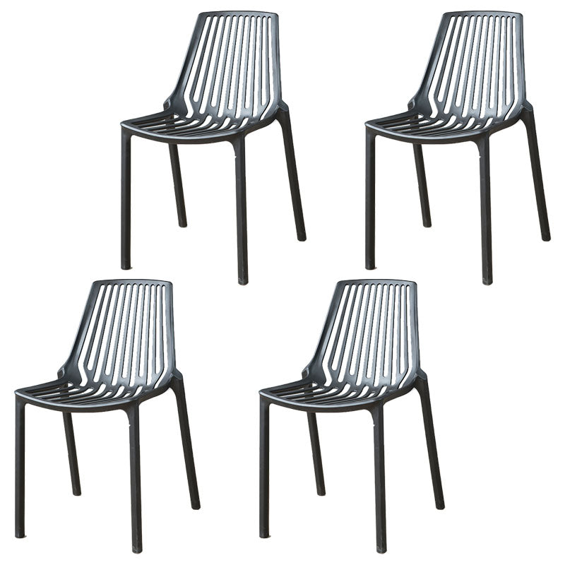 Modern Style Stackable Chair Dining Armless Chairs with Plastic Legs for Kitchen Black 4 Piece Set Clearhalo ' kitchen&dining_furn' 'Dining Chairs' 'Dining Tables & Seating' 'dining_chair' 'furn' 'furn_dining_chair' 'Furniture' 'furniture_dining_chair' 'Kitchen & Dining Furniture' 'kitchen' 4641239