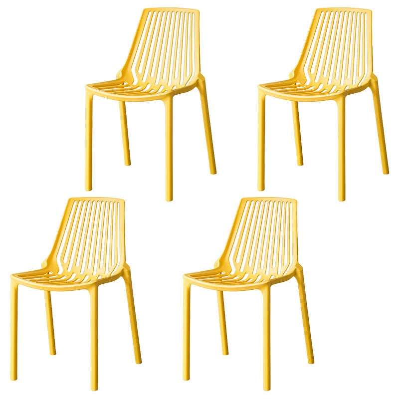 Modern Style Stackable Chair Dining Armless Chairs with Plastic Legs for Kitchen Yellow 4 Piece Set Clearhalo ' kitchen&dining_furn' 'Dining Chairs' 'Dining Tables & Seating' 'dining_chair' 'furn' 'furn_dining_chair' 'Furniture' 'furniture_dining_chair' 'Kitchen & Dining Furniture' 'kitchen' 4641243