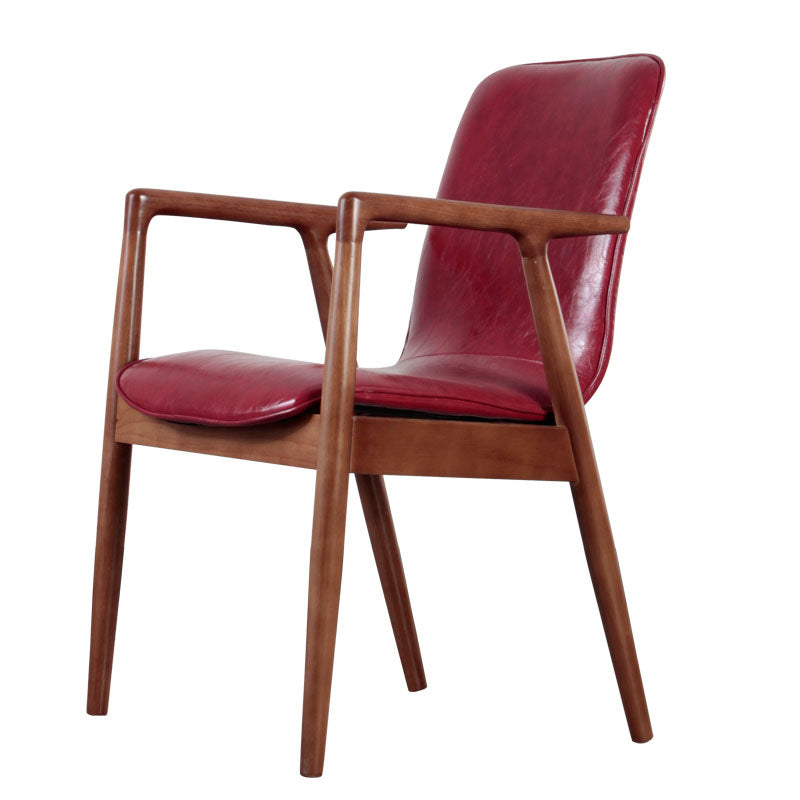 Modern Style Chair Dining Arm Chairs with Wooden Legs for Kitchen Burgundy 1 Piece Brown Clearhalo ' kitchen&dining_furn' 'Dining Chairs' 'Dining Tables & Seating' 'dining_chair' 'furn' 'furn_dining_chair' 'Furniture' 'furniture_dining_chair' 'Kitchen & Dining Furniture' 'kitchen' 4641286