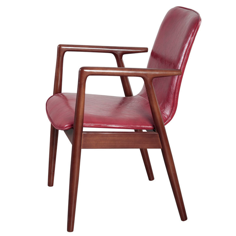 Modern Style Chair Dining Arm Chairs with Wooden Legs for Kitchen Burgundy 1 Piece Walnut Clearhalo ' kitchen&dining_furn' 'Dining Chairs' 'Dining Tables & Seating' 'dining_chair' 'furn' 'furn_dining_chair' 'Furniture' 'furniture_dining_chair' 'Kitchen & Dining Furniture' 'kitchen' 4641291