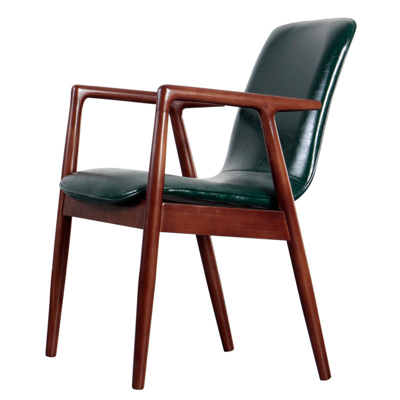 Modern Style Chair Dining Arm Chairs with Wooden Legs for Kitchen Blackish Green 1 Piece Walnut Clearhalo ' kitchen&dining_furn' 'Dining Chairs' 'Dining Tables & Seating' 'dining_chair' 'furn' 'furn_dining_chair' 'Furniture' 'furniture_dining_chair' 'Kitchen & Dining Furniture' 'kitchen' 4641295