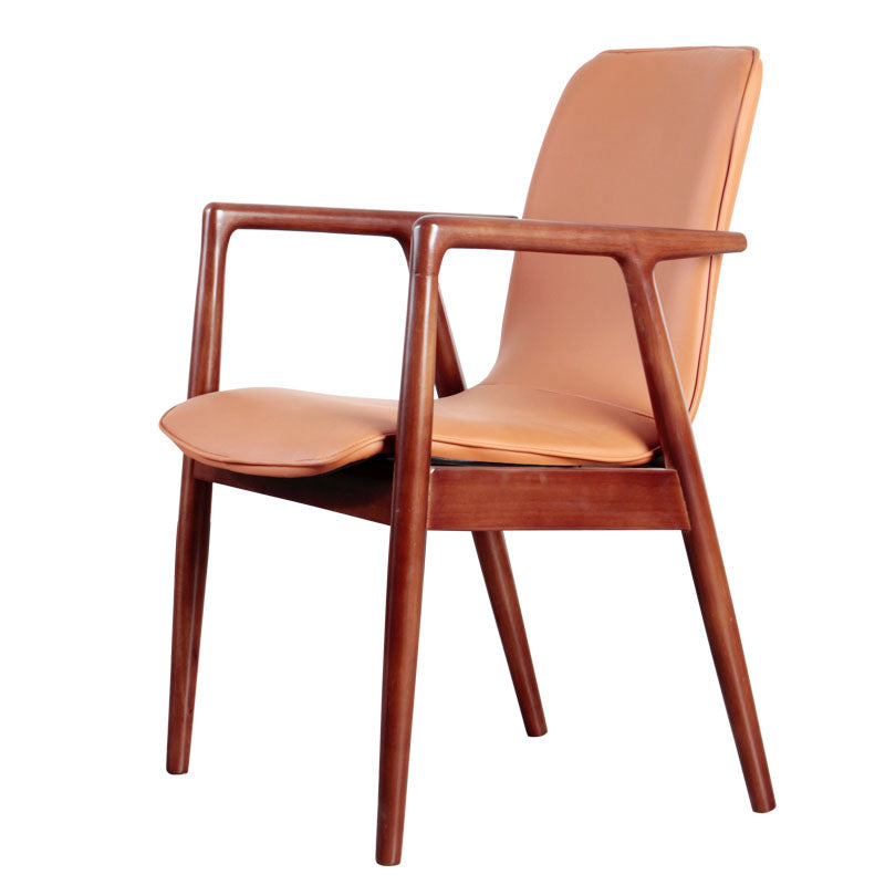 Modern Style Chair Dining Arm Chairs with Wooden Legs for Kitchen Brown 1 Piece Brown Clearhalo ' kitchen&dining_furn' 'Dining Chairs' 'Dining Tables & Seating' 'dining_chair' 'furn' 'furn_dining_chair' 'Furniture' 'furniture_dining_chair' 'Kitchen & Dining Furniture' 'kitchen' 4641303