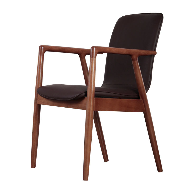 Modern Style Chair Dining Arm Chairs with Wooden Legs for Kitchen Dark Coffee 1 Piece Brown Clearhalo ' kitchen&dining_furn' 'Dining Chairs' 'Dining Tables & Seating' 'dining_chair' 'furn' 'furn_dining_chair' 'Furniture' 'furniture_dining_chair' 'Kitchen & Dining Furniture' 'kitchen' 4641311
