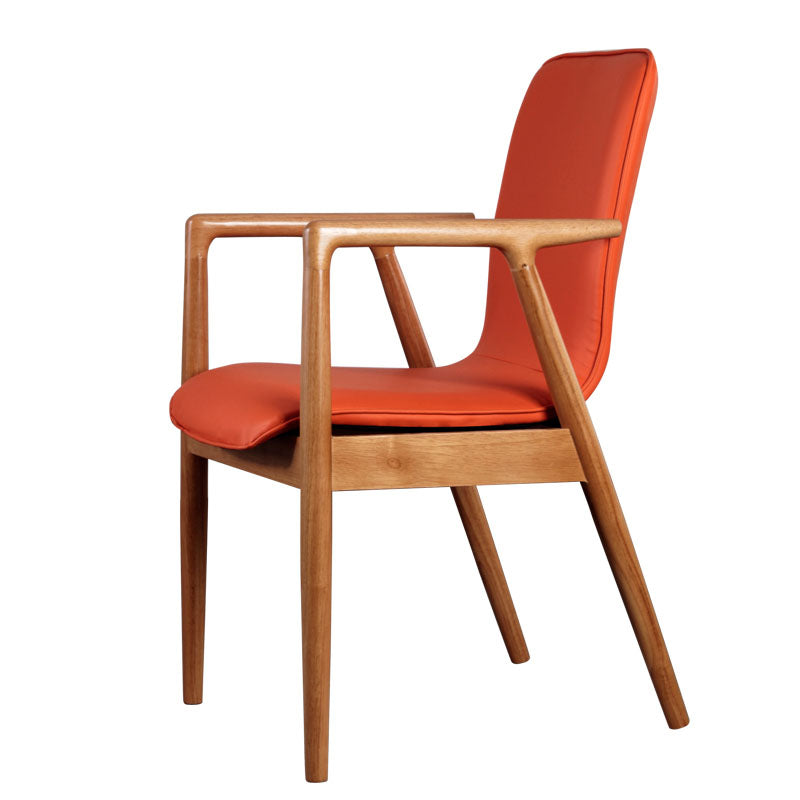 Modern Style Chair Dining Arm Chairs with Wooden Legs for Kitchen Orange-Red 1 Piece Natural Wood Clearhalo ' kitchen&dining_furn' 'Dining Chairs' 'Dining Tables & Seating' 'dining_chair' 'furn' 'furn_dining_chair' 'Furniture' 'furniture_dining_chair' 'Kitchen & Dining Furniture' 'kitchen' 4641312