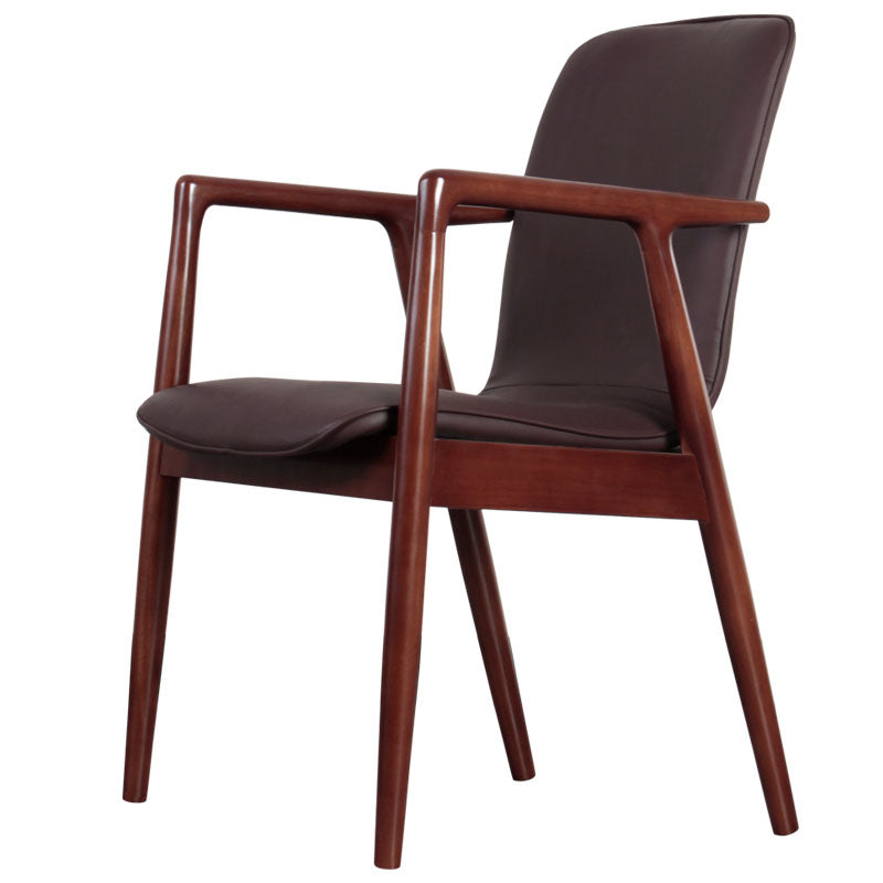 Modern Style Chair Dining Arm Chairs with Wooden Legs for Kitchen Dark Coffee 1 Piece Walnut Clearhalo ' kitchen&dining_furn' 'Dining Chairs' 'Dining Tables & Seating' 'dining_chair' 'furn' 'furn_dining_chair' 'Furniture' 'furniture_dining_chair' 'Kitchen & Dining Furniture' 'kitchen' 4641313