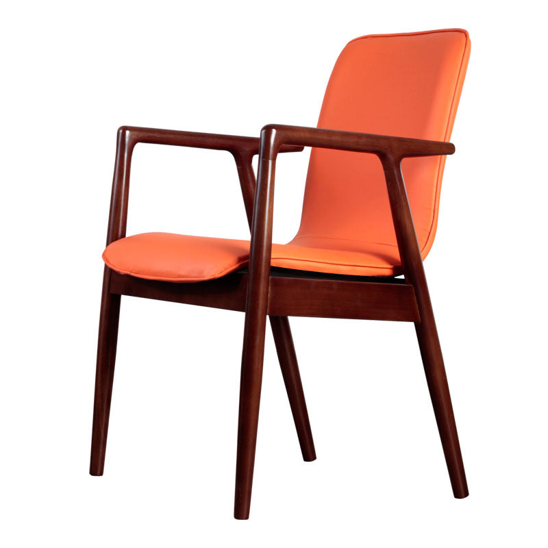 Modern Style Chair Dining Arm Chairs with Wooden Legs for Kitchen Orange-Red 1 Piece Brown Clearhalo ' kitchen&dining_furn' 'Dining Chairs' 'Dining Tables & Seating' 'dining_chair' 'furn' 'furn_dining_chair' 'Furniture' 'furniture_dining_chair' 'Kitchen & Dining Furniture' 'kitchen' 4641314