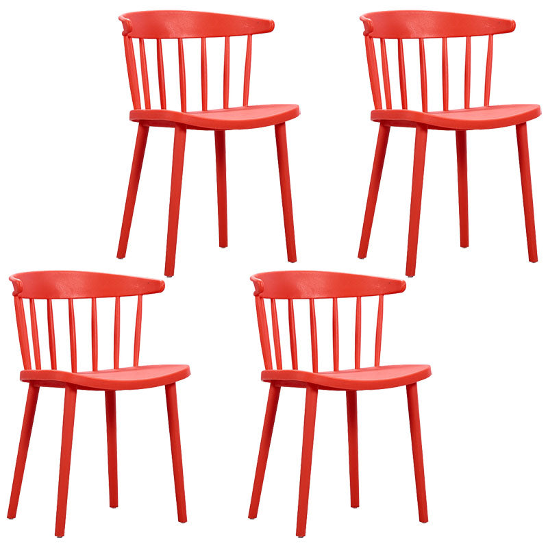 Modern Style Windsor Back Chair Dining Arm Chairs with Plastic Legs for Kitchen Red 4 Piece Set Clearhalo ' kitchen&dining_furn' 'Dining Chairs' 'Dining Tables & Seating' 'dining_chair' 'furn' 'furn_dining_chair' 'Furniture' 'furniture_dining_chair' 'Kitchen & Dining Furniture' 'kitchen' 4641323