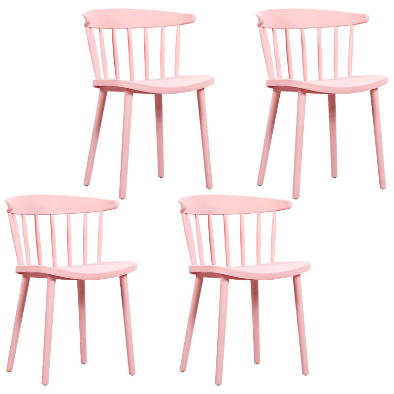 Modern Style Windsor Back Chair Dining Arm Chairs with Plastic Legs for Kitchen Pink 4 Piece Set Clearhalo ' kitchen&dining_furn' 'Dining Chairs' 'Dining Tables & Seating' 'dining_chair' 'furn' 'furn_dining_chair' 'Furniture' 'furniture_dining_chair' 'Kitchen & Dining Furniture' 'kitchen' 4641326