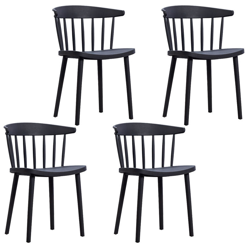 Modern Style Windsor Back Chair Dining Arm Chairs with Plastic Legs for Kitchen Black 4 Piece Set Clearhalo ' kitchen&dining_furn' 'Dining Chairs' 'Dining Tables & Seating' 'dining_chair' 'furn' 'furn_dining_chair' 'Furniture' 'furniture_dining_chair' 'Kitchen & Dining Furniture' 'kitchen' 4641328