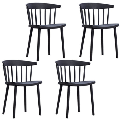 Modern Style Windsor Back Chair Dining Arm Chairs with Plastic Legs for Kitchen Black 4 Piece Set Clearhalo ' kitchen&dining_furn' 'Dining Chairs' 'Dining Tables & Seating' 'dining_chair' 'furn' 'furn_dining_chair' 'Furniture' 'furniture_dining_chair' 'Kitchen & Dining Furniture' 'kitchen' 4641328