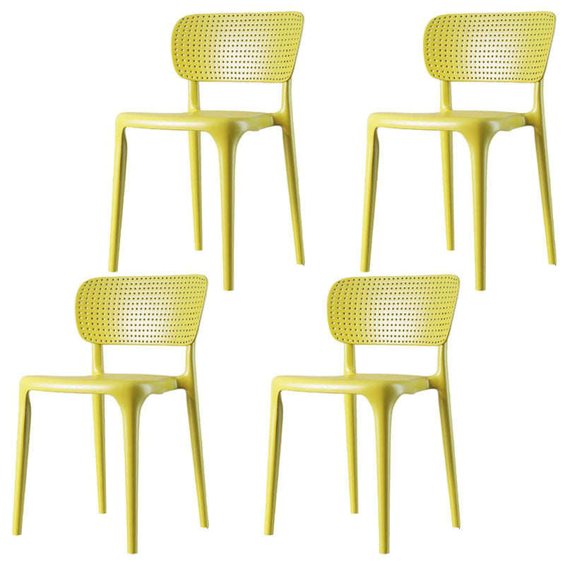 Plastic Scandinavian Dining Side Chair Kitchen Open Back Chair Yellow 4 Piece Set Clearhalo ' kitchen&dining_furn' 'Dining Chairs' 'Dining Tables & Seating' 'dining_chair' 'furn' 'furn_dining_chair' 'Furniture' 'furniture_dining_chair' 'Kitchen & Dining Furniture' 'kitchen' 4641339
