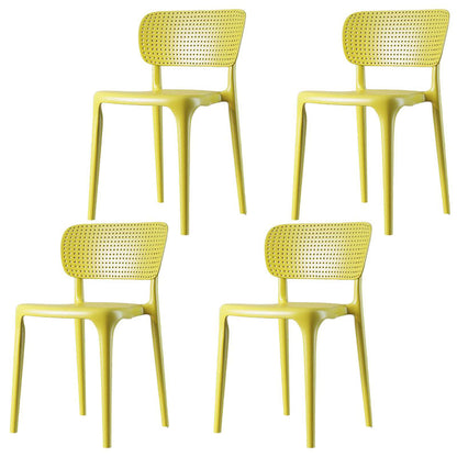 Plastic Scandinavian Dining Side Chair Kitchen Open Back Chair Yellow 4 Piece Set Clearhalo ' kitchen&dining_furn' 'Dining Chairs' 'Dining Tables & Seating' 'dining_chair' 'furn' 'furn_dining_chair' 'Furniture' 'furniture_dining_chair' 'Kitchen & Dining Furniture' 'kitchen' 4641339