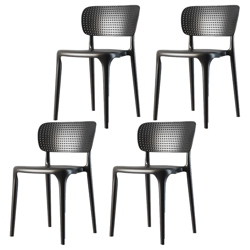Plastic Scandinavian Dining Side Chair Kitchen Open Back Chair Black 4 Piece Set Clearhalo ' kitchen&dining_furn' 'Dining Chairs' 'Dining Tables & Seating' 'dining_chair' 'furn' 'furn_dining_chair' 'Furniture' 'furniture_dining_chair' 'Kitchen & Dining Furniture' 'kitchen' 4641341