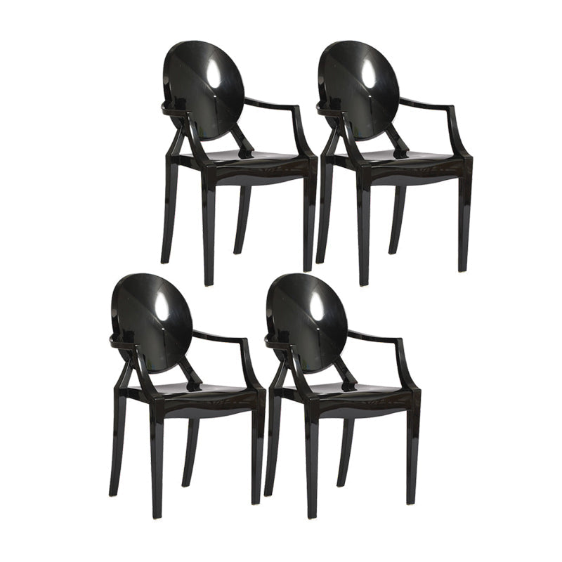 Scandinavian Style Open Back Dining Side Chair Arm Plastic Side Chairs Black 4 Piece Set Clearhalo ' kitchen&dining_furn' 'Dining Chairs' 'Dining Tables & Seating' 'dining_chair' 'furn' 'furn_dining_chair' 'Furniture' 'furniture_dining_chair' 'Kitchen & Dining Furniture' 'kitchen' 4641362
