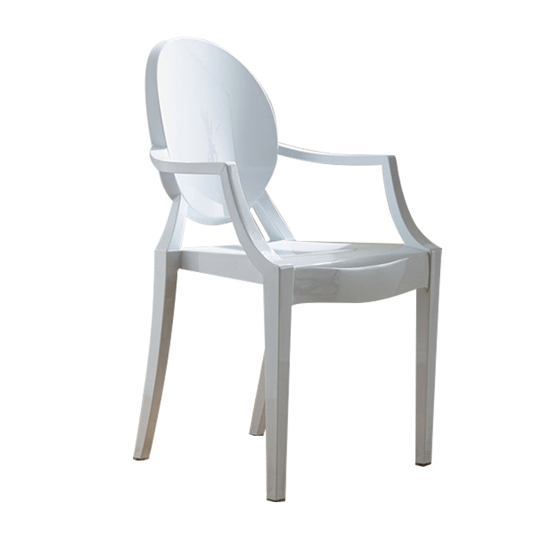 Scandinavian Style Open Back Dining Side Chair Arm Plastic Side Chairs White 1 Piece Clearhalo ' kitchen&dining_furn' 'Dining Chairs' 'Dining Tables & Seating' 'dining_chair' 'furn' 'furn_dining_chair' 'Furniture' 'furniture_dining_chair' 'Kitchen & Dining Furniture' 'kitchen' 4641364