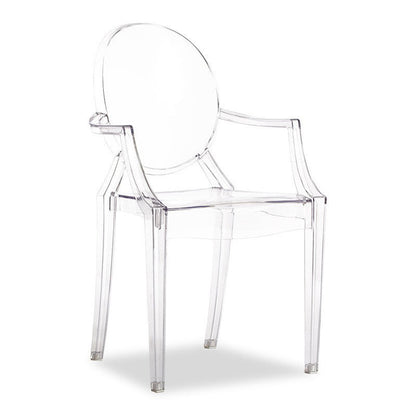 Scandinavian Style Open Back Dining Side Chair Arm Plastic Side Chairs Clear 1 Piece Clearhalo ' kitchen&dining_furn' 'Dining Chairs' 'Dining Tables & Seating' 'dining_chair' 'furn' 'furn_dining_chair' 'Furniture' 'furniture_dining_chair' 'Kitchen & Dining Furniture' 'kitchen' 4641371