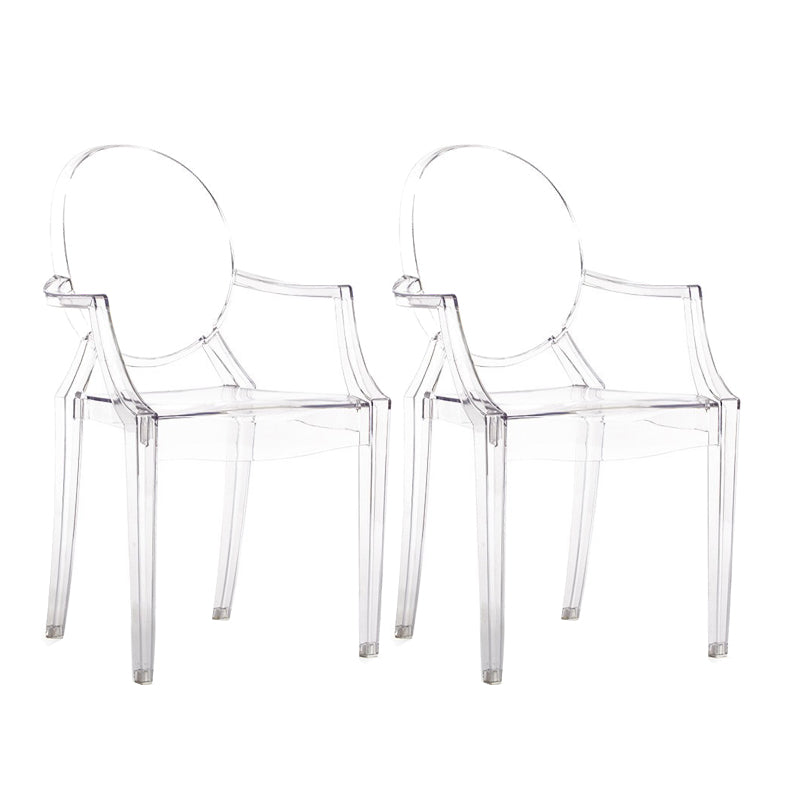 Scandinavian Style Open Back Dining Side Chair Arm Plastic Side Chairs Clear 2 Piece Set Clearhalo ' kitchen&dining_furn' 'Dining Chairs' 'Dining Tables & Seating' 'dining_chair' 'furn' 'furn_dining_chair' 'Furniture' 'furniture_dining_chair' 'Kitchen & Dining Furniture' 'kitchen' 4641372