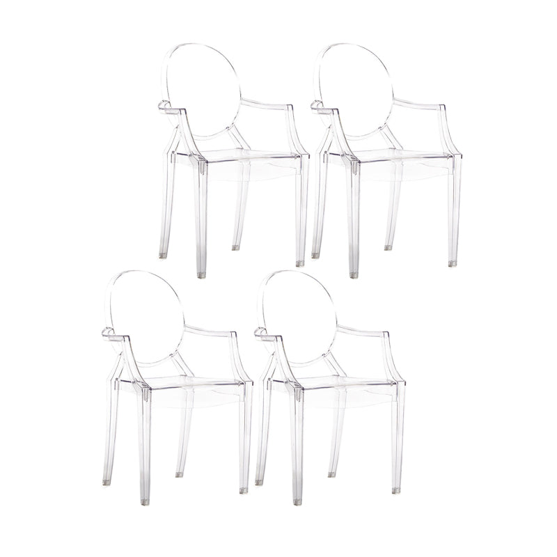 Scandinavian Style Open Back Dining Side Chair Arm Plastic Side Chairs Clear 4 Piece Set Clearhalo ' kitchen&dining_furn' 'Dining Chairs' 'Dining Tables & Seating' 'dining_chair' 'furn' 'furn_dining_chair' 'Furniture' 'furniture_dining_chair' 'Kitchen & Dining Furniture' 'kitchen' 4641373