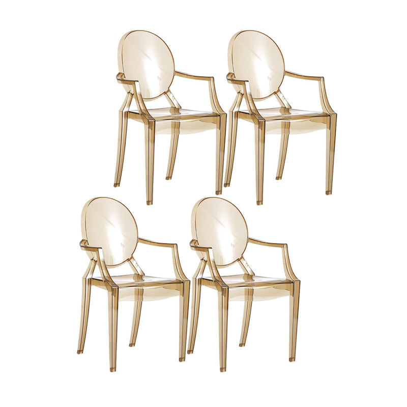 Scandinavian Style Open Back Dining Side Chair Arm Plastic Side Chairs Amber 4 Piece Set Clearhalo ' kitchen&dining_furn' 'Dining Chairs' 'Dining Tables & Seating' 'dining_chair' 'furn' 'furn_dining_chair' 'Furniture' 'furniture_dining_chair' 'Kitchen & Dining Furniture' 'kitchen' 4641376