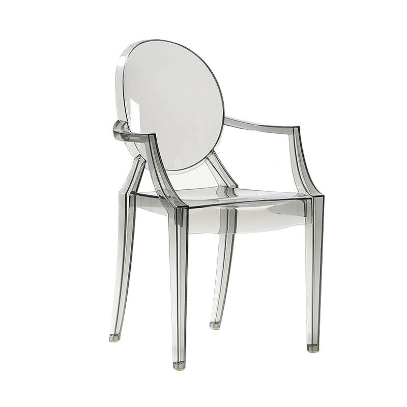 Scandinavian Style Open Back Dining Side Chair Arm Plastic Side Chairs Smoke Gray 1 Piece Clearhalo ' kitchen&dining_furn' 'Dining Chairs' 'Dining Tables & Seating' 'dining_chair' 'furn' 'furn_dining_chair' 'Furniture' 'furniture_dining_chair' 'Kitchen & Dining Furniture' 'kitchen' 4641377