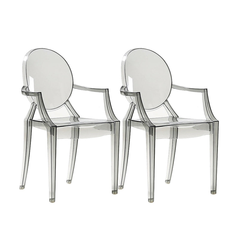 Scandinavian Style Open Back Dining Side Chair Arm Plastic Side Chairs Smoke Gray 2 Piece Set Clearhalo ' kitchen&dining_furn' 'Dining Chairs' 'Dining Tables & Seating' 'dining_chair' 'furn' 'furn_dining_chair' 'Furniture' 'furniture_dining_chair' 'Kitchen & Dining Furniture' 'kitchen' 4641378