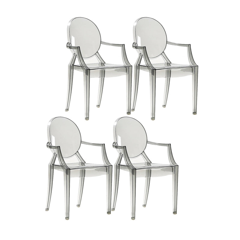 Scandinavian Style Open Back Dining Side Chair Arm Plastic Side Chairs Smoke Gray 4 Piece Set Clearhalo ' kitchen&dining_furn' 'Dining Chairs' 'Dining Tables & Seating' 'dining_chair' 'furn' 'furn_dining_chair' 'Furniture' 'furniture_dining_chair' 'Kitchen & Dining Furniture' 'kitchen' 4641379