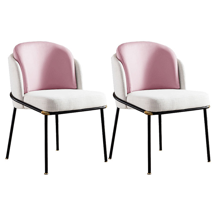 Modern Style Chairs Dining Armless Chairs with Metal Legs for Kitchen Pink 2 Piece Set Clearhalo ' kitchen&dining_furn' 'Dining Chairs' 'Dining Tables & Seating' 'dining_chair' 'furn' 'furn_dining_chair' 'Furniture' 'furniture_dining_chair' 'Kitchen & Dining Furniture' 'kitchen' 4641390