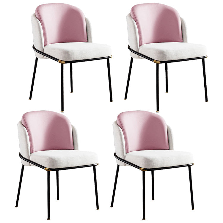 Modern Style Chairs Dining Armless Chairs with Metal Legs for Kitchen Pink 4 Piece Set Clearhalo ' kitchen&dining_furn' 'Dining Chairs' 'Dining Tables & Seating' 'dining_chair' 'furn' 'furn_dining_chair' 'Furniture' 'furniture_dining_chair' 'Kitchen & Dining Furniture' 'kitchen' 4641391