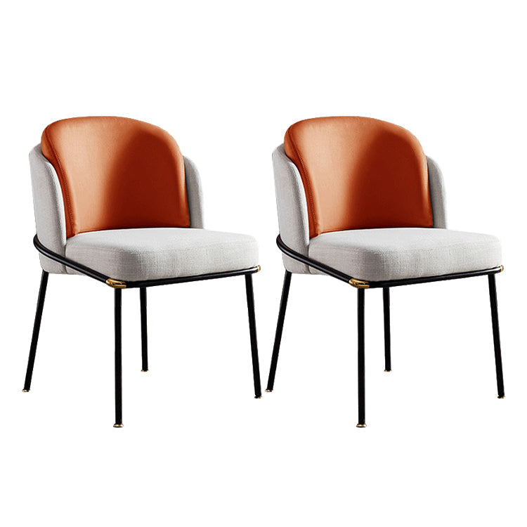 Modern Style Chairs Dining Armless Chairs with Metal Legs for Kitchen Orange 2 Piece Set Clearhalo ' kitchen&dining_furn' 'Dining Chairs' 'Dining Tables & Seating' 'dining_chair' 'furn' 'furn_dining_chair' 'Furniture' 'furniture_dining_chair' 'Kitchen & Dining Furniture' 'kitchen' 4641401