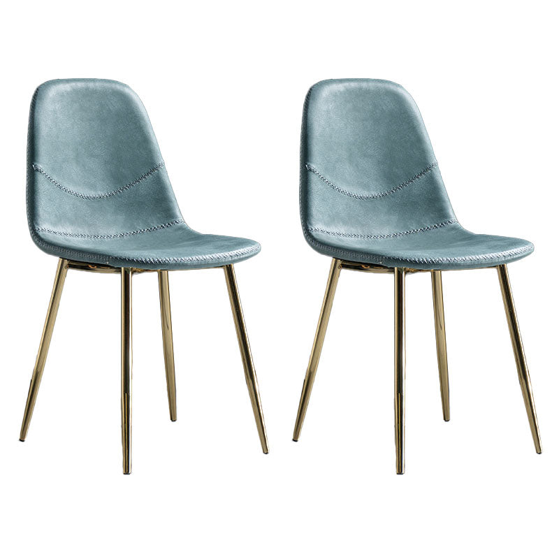 Modern Style Chair Dining Armless Chair with Metal Legs for Kitchen Blue 2 Piece Set Brass Gold Clearhalo ' kitchen&dining_furn' 'Dining Chairs' 'Dining Tables & Seating' 'dining_chair' 'furn' 'furn_dining_chair' 'Furniture' 'furniture_dining_chair' 'Kitchen & Dining Furniture' 'kitchen' 4641444