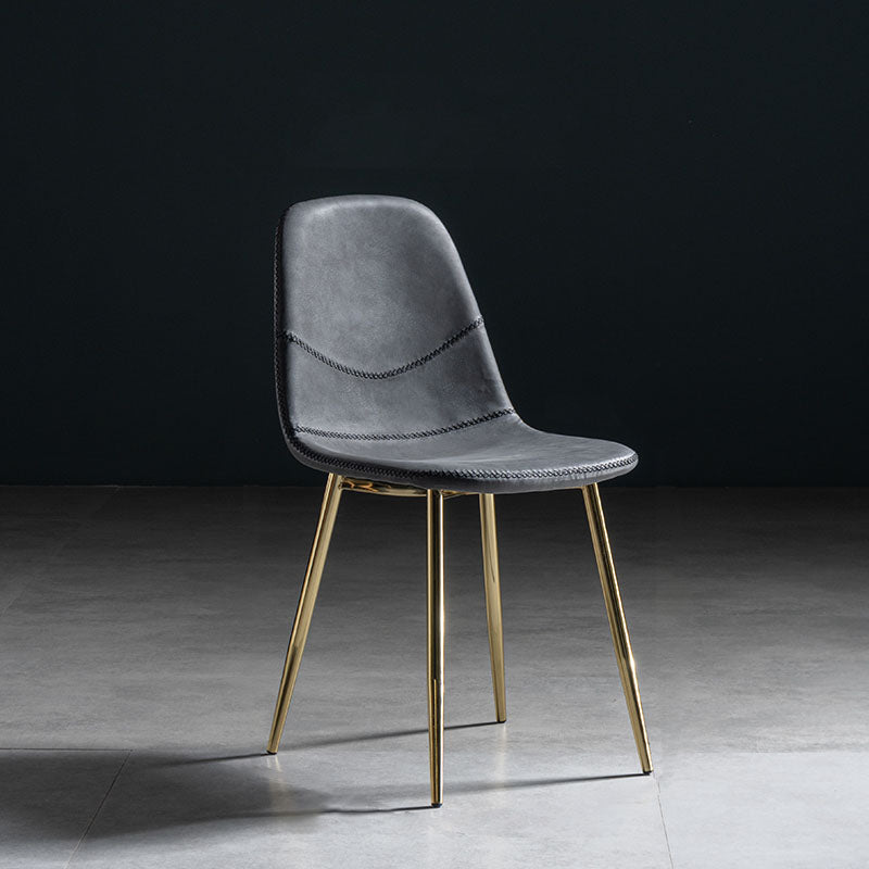 Modern Style Chair Dining Armless Chair with Metal Legs for Kitchen Black 1 Piece Brass Gold Clearhalo ' kitchen&dining_furn' 'Dining Chairs' 'Dining Tables & Seating' 'dining_chair' 'furn' 'furn_dining_chair' 'Furniture' 'furniture_dining_chair' 'Kitchen & Dining Furniture' 'kitchen' 4641448