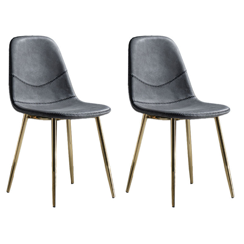 Modern Style Chair Dining Armless Chair with Metal Legs for Kitchen Black 2 Piece Set Brass Gold Clearhalo ' kitchen&dining_furn' 'Dining Chairs' 'Dining Tables & Seating' 'dining_chair' 'furn' 'furn_dining_chair' 'Furniture' 'furniture_dining_chair' 'Kitchen & Dining Furniture' 'kitchen' 4641450