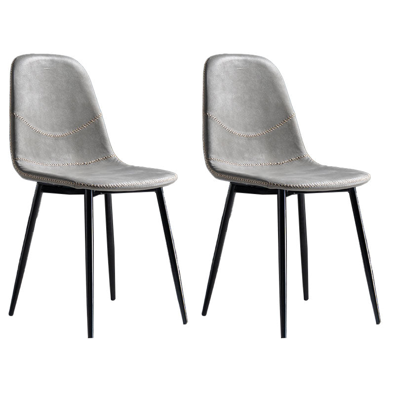 Modern Style Chair Dining Armless Chair with Metal Legs for Kitchen Light Gray 2 Piece Set Black Clearhalo ' kitchen&dining_furn' 'Dining Chairs' 'Dining Tables & Seating' 'dining_chair' 'furn' 'furn_dining_chair' 'Furniture' 'furniture_dining_chair' 'Kitchen & Dining Furniture' 'kitchen' 4641455