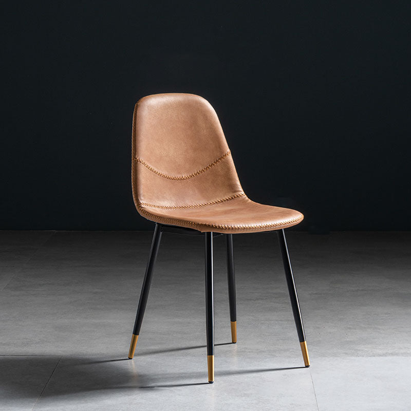 Modern Style Chair Dining Armless Chair with Metal Legs for Kitchen Orange 1 Piece Black Gold Clearhalo ' kitchen&dining_furn' 'Dining Chairs' 'Dining Tables & Seating' 'dining_chair' 'furn' 'furn_dining_chair' 'Furniture' 'furniture_dining_chair' 'Kitchen & Dining Furniture' 'kitchen' 4641461