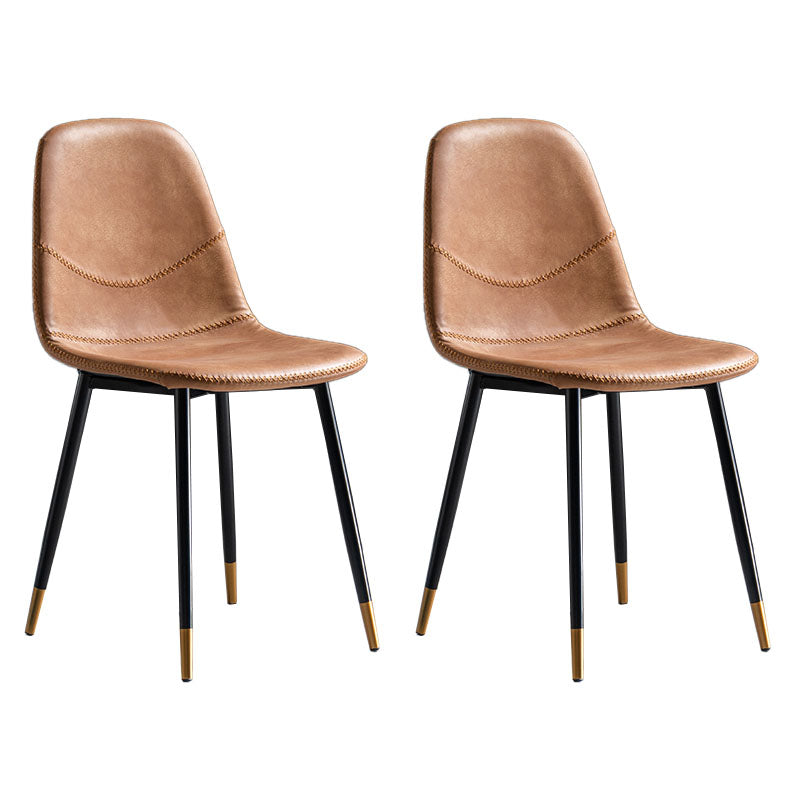 Modern Style Chair Dining Armless Chair with Metal Legs for Kitchen Orange 2 Piece Set Black Gold Clearhalo ' kitchen&dining_furn' 'Dining Chairs' 'Dining Tables & Seating' 'dining_chair' 'furn' 'furn_dining_chair' 'Furniture' 'furniture_dining_chair' 'Kitchen & Dining Furniture' 'kitchen' 4641462