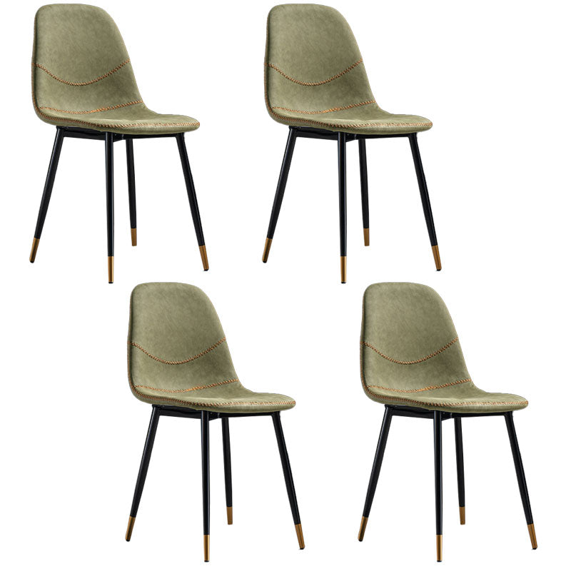 Modern Style Chair Dining Armless Chair with Metal Legs for Kitchen Green 4 Piece Set Black Gold Clearhalo ' kitchen&dining_furn' 'Dining Chairs' 'Dining Tables & Seating' 'dining_chair' 'furn' 'furn_dining_chair' 'Furniture' 'furniture_dining_chair' 'Kitchen & Dining Furniture' 'kitchen' 4641472